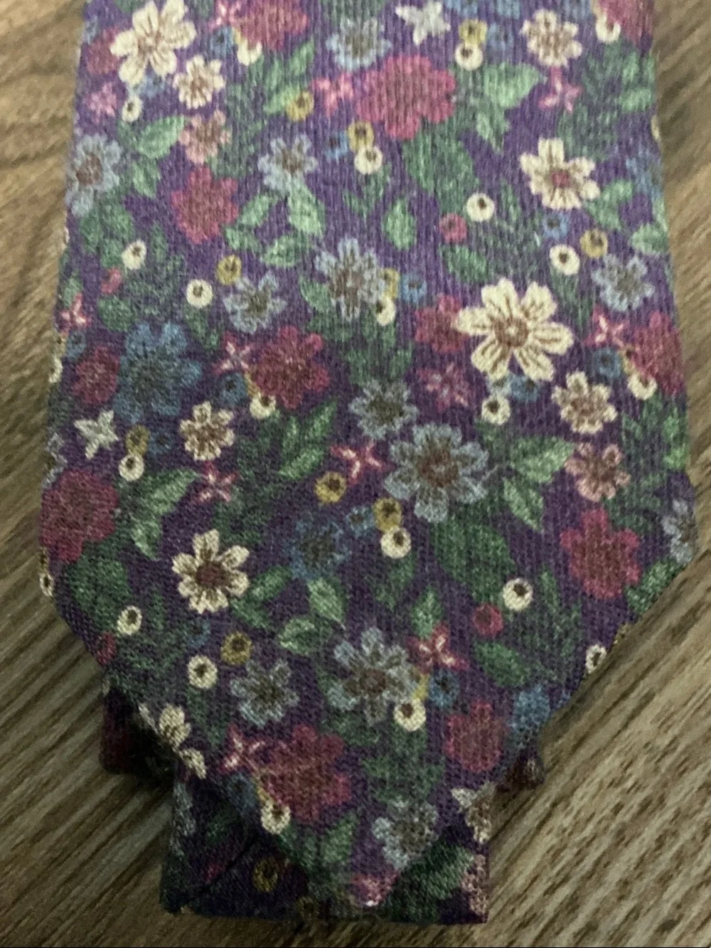 J. Crew Purple Floral Tie with Green Accents
